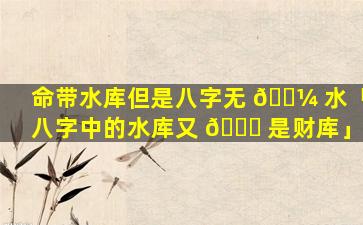 命带水库但是八字无 🐼 水「八字中的水库又 🐘 是财库」